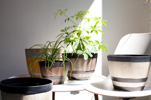 Maceta Redonda de Plástico con Aspecto de <span class=keywords><strong>Madera</strong></span>, Ligera, para Plantas de Exterior - Product Image 6