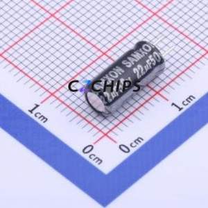 Condensateur électrolytique en aluminium à montage traversant EGT226M1HD11CB40P-R, composant à montage traversant THT, D5xL11mm 22uF 20% 50V 5mm - Product Image 1