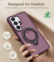 Funda Magnética Antigolpes para Teléfono, con Acabado Mate, TPU y PC, con Protección de 360 Grados °   Anillo Giratorio con Botón Inteligente para Samsung Galaxy S26 Ultra