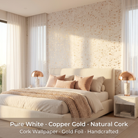 Papier peint imperméable en liège naturel non tissé avec feuille d'or et vermiculite, design moderne sur mesure pour villa, salle de sport, appartement, hôtel
