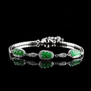 Giadeite naturale verde foglia di giada braccialetto S925 argento intarsiato accessori femminili regalo del certificato di valutazione D152 - Product Image 4