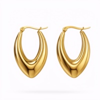 Boucles d'oreilles creuses en acier inoxydable électroplaqué style INS euro-américain, dorées en titane, pour femmes