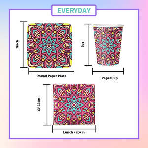 Xieli <span class=keywords><strong>Mandala</strong></span> psychédélique imprime tous les jours des assiettes en papier jetables ensemble de <span class=keywords><strong>vaisselle</strong></span> en papier - Product Image 6