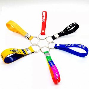 Hot Sales Cheap Custom Silicone Wristband Keychain Bracelet Lanyard <b>Wristlet</b> Keychain with logo - Product Image 2