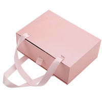 Boîte à tiroirs rose coulissante en papier biodégradable de luxe avec revêtement UV Boîte cadeau de mariage avec logo personnalisé