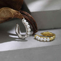 Boucles d'oreilles élégantes et populaires en argent sterling 925 avec trous d'oreille, 1 pièce, perle géométrique irrégulière faite à la main, cadeau pour femmes