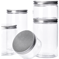 Bocaux transparents pour animaux de compagnie de haute qualité, bocal en plastique à vis de qualité alimentaire avec couvercle en aluminium