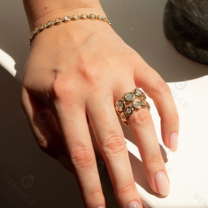 Ensemble de bijoux Gemnel Mini en argent 925, alliance éternelle avec serti de diamants CZ ronds et bombés - Product Image 4