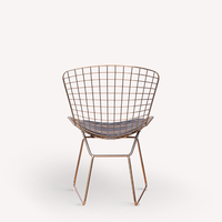 Chaise d'appoint Bertoia, chaise de designer italienne, chaise de loisirs en cuir, chaise de salle à manger en métal et en maille