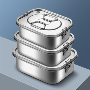 Lonchera Rectangular de Acero Inoxidable 304 con Compartimentos y Tapa para Trabajadores de Oficina - Product Image 2