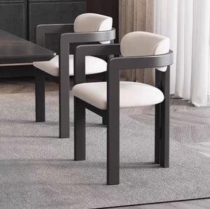 Chaise de salle à manger moderne en cuir à motif griffe de chat, simple et décontractée, avec dossier, stable et écologique - Product Image 1