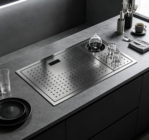 Évier de cuisine multifonction de luxe en acier inoxydable 304 avec robinet cascade, écran LED, planche à découper et égouttoir - Product Image 3