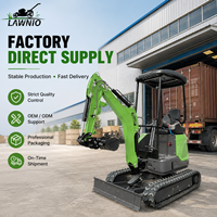 Mini-excavatrice compacte LAWNIO 18L avec cabine, 1,4 tonne, commande par pilotage, chenilles en caoutchouc, pour travaux en espace restreint, usage professionnel