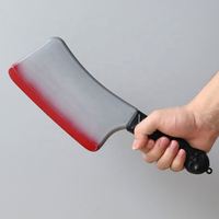 할로윈 가짜 플라스틱 마체테 피 묻은 사실적인 발광 배터리 작동 나이프 소품