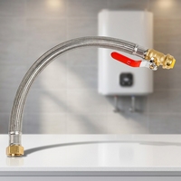Tuyau d'eau à raccordement rapide avec valve, connecteur flexible tressé en acier inoxydable avec raccords à sertir en laiton pour la plomberie