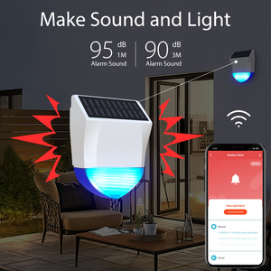 Chất lượng cao ngoài trời không thấm nước còi báo động cảm biến 120dB âm thanh ánh sáng cảm biến bằng giọng nói năng lượng mặt trời đèn báo động an toàn nhà - Product Image 4