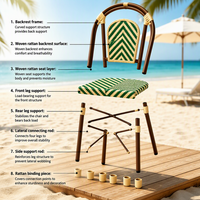 Fauteuil de salle à manger moderne en aluminium léger avec structure métallique pour usage extérieur dans les hôtels, restaurants, parcs et cours