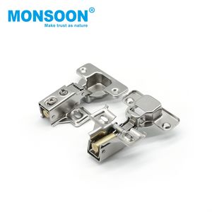 Charnière courte pour meuble, style américain, en fer et acier, à fermeture amortie hydraulique, pour cadre invisible, finition nickel - Product Image 2