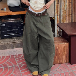 <span class=keywords><strong>Jean</strong></span> Bootcut Américain Vert <span class=keywords><strong>Militaire</strong></span> Style Streetwear, Coupe Slim et Drapée, Chic, <span class=keywords><strong>Taille</strong></span> <span class=keywords><strong>Haute</strong></span>, Ample, Décontracté pour Filles - Product Image 3