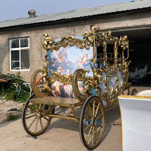 รถม้าหลวงสุดหรู ยานยนต์ไฟฟ้าสำหรับงานแต่งงาน งานแกะสลักตามสั่ง 4 ล้อ สีทอง สำหรับการท่องเที่ยวชมวิวแบบราชวงศ์ โรแมนติก พิเศษ - Product Image 1
