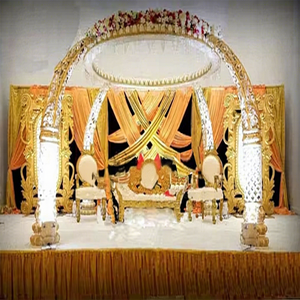 Dernier modèle de scène de mariage avec pilier doré, thème mariage asiatique doré, scène de mariage impressionnante pour mariages grandioses - Product Image 1