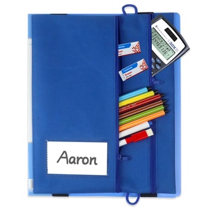 Trousse de rangement zippée en tissu vert pour fournitures scolaires et de bureau, idéale pour la classification et le rangement de fournitures. - Product Image 6