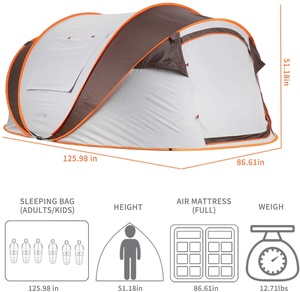 Tienda <span class=keywords><strong>de</strong></span> Campaña Retro WOQI para 4 Personas, Muestra Gratuita, Funciones Automáticas, para Camping, Senderismo, <span class=keywords><strong>Casa</strong></span>, Dos Logotipos Personalizados para Playa y Familia - Product Image 6