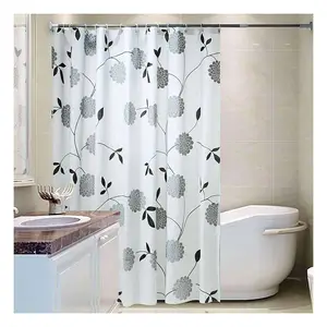 CF BCPA22 New black and white flower shower curtain PEVA thickened waterproof bathroom partition curtain