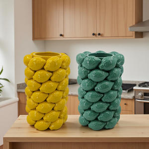 زهرية طاولة سيراميك حديثة فاخرة تصميم زهور فريد من الطين ديكور المنزل للزفاف صالون ديكور المنزل الزفاف محور الزفاف - Product Image 5