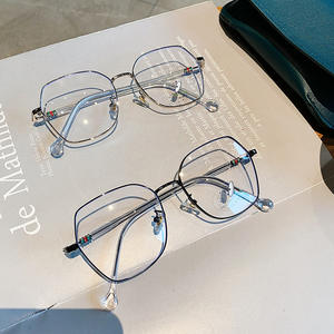 Nouvelles lunettes anti-lumière bleue pour ordinateur, monture carrée en métal, style coréen pour femmes, pont moyen irrégulier, verres PC anti-UV, lunettes optiques - Product Image 2