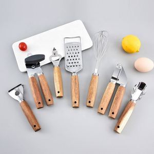 <b>Kitchen</b> <b>Gadgets</b> Home Acacia Wood Handle Stainless Steel Egg Beater Ice Cream Scoop Pizza Knife Items - Product Image 3