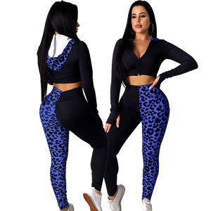 <span class=keywords><strong>2023</strong></span> printemps et <span class=keywords><strong>hiver</strong></span> nouveautés costume de sport vêtements de Yoga contraste couleur épissure à capuche tenues deux pièces ensemble femmes vêtements - Product Image 4