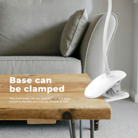 Lampe LED blanche d'intérieur avec affichage de l'heure HD, contrôle tactile réglable à 360°, pince pour chambre à coucher, bureau à domicile