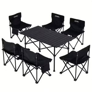Ensemble de camping multifonctionnel pour l'extérieur, table et chaise pliantes pour pique-nique, voyage, pêche - Product Image 1