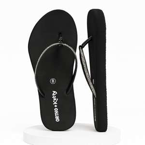 สายรัดสีดำนุ่มพิมพ์ลายดอกไม้ Midsole ประดับด้วยคริสตัลดอกไม้ที่มีสไตล์ - Product Image 3