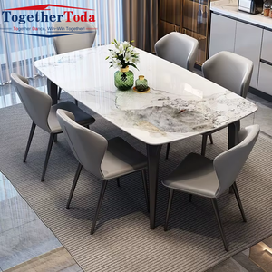 Nouvelle conception, table à manger rectangulaire de luxe avancée et personnalisée avec 6 chaises, ensemble de 8 places pour appartement, salon et salle à manger - Product Image 5