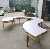Table de réception de mariage, structure en acier inoxydable, table ronde dorée serpentine, luxe pour les événements