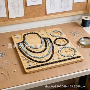 Wood Beading Design Tray 6 7 8 In Bracelet <b>Necklace</b> Measuring Jewelry Making Tool Display Tray - Product Image 1