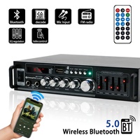 LDZS Mini HIFI Amplificateur stéréo numérique 2 canaux Surround Sound Car Power Amp avec télécommande FM USB pour KTV Metal Material