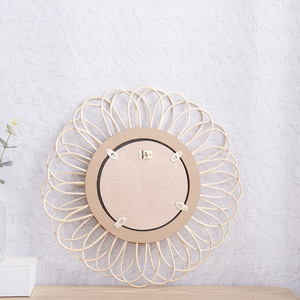 Flower Shape Willow Woven <b>Mirror</b> Colored Lens <b>Hanging</b> Decor <b>Mirror</b> For Living Room Wall Decoration - Product Image 2