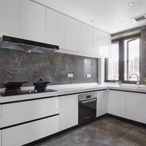 Ais Modern tasarımlar yüksek son ekonomik özel mobilya çin'den kullanılan küçük tam <span class=keywords><strong>L</strong></span> şekilli melamin mutfak dolapları - Product Image 3