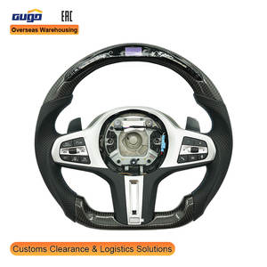 GUGO <span class=keywords><strong>Volant</strong></span> à LED en cuir à 3 branches en fibre de carbone véritable pour la série 5 2015-2016 - Product Image 2