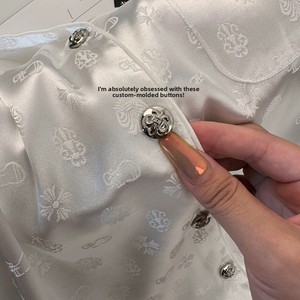 <span class=keywords><strong>Pigiama</strong></span> da Donna in Raso di Lusso, Set 2 Pezzi Jacquard Damascato a Maniche Lunghe, Regalo per Damigelle in Confezione - Product Image 2