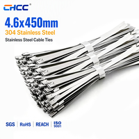 Attaches-câbles en acier inoxydable 316 CHCC 4.6*450 à boule de verrouillage, en vrac, pour exportateurs OEM, sites marins et zones côtières à forte humidité salée