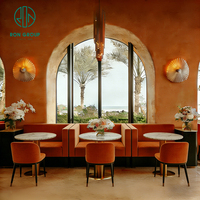 Ensemble de table et chaises rondes en marbre pour restaurant, café, et mobilier de banquette avec canapé