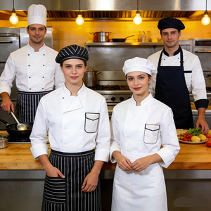 Custom Chef Uniforms Cotton Woven Long Sleeve Coat For Restaurants And Teahouses Work Wear - Product Image 1