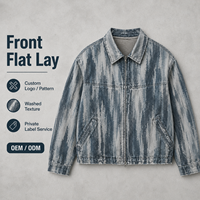 Veste en jean délavée à rayures verticales pour homme IKDEER, fermeture éclair intégrale, conception personnalisée, marque privée, OEM, ODM, vêtement d'extérieur décontracté