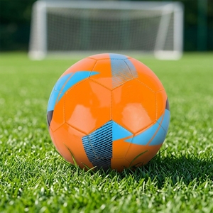 Custom Logo Size 5 Orange Soccer Ball <b>Machine</b> Stitched Blue Geometric Pattern <b>Football</b> for Club Training Wholesale - Product Image 2