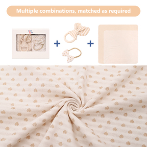 Manta elástica de algodón 100% orgánico con diseño personalizado, conjunto de regalo <span class=keywords><strong>para</strong></span> bebé con diadema a juego - Product Image 3