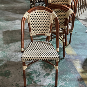 Chaise de salle à manger extérieure empilée en rotin et osier français Chaise de bistro en bambou de <span class=keywords><strong>Paris</strong></span> pour restaurant ou usage domestique - Product Image 4